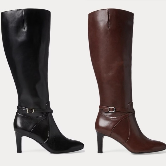 Lauren Ralph Lauren Shoes - Ralph Lauren ELBERTA Leather Ankle Strap Tall Heeled Boots US8 (Black sold)